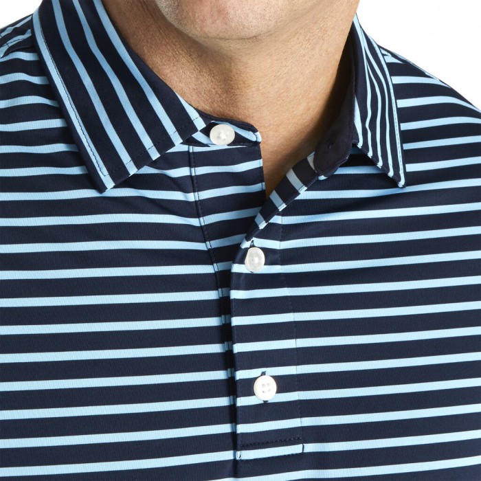 Navy / Light Blue Men's Footjoy Lisle 2-Color Stripe Self Collar Shirts | US-23487XQ