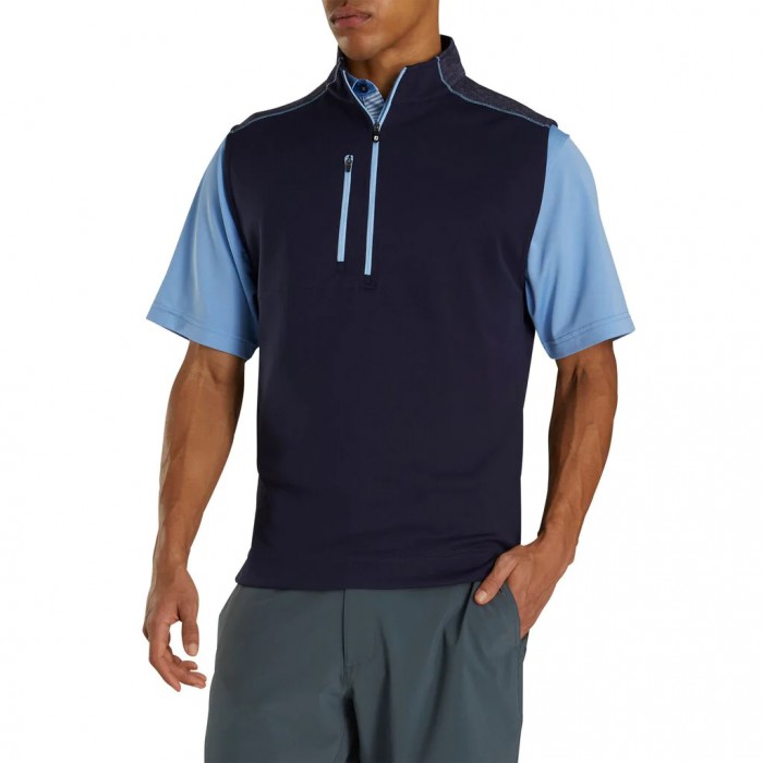 Navy Men's Footjoy Half-Zip Heather Blocked Vest | US-65910NE