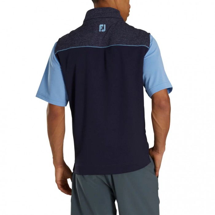 Navy Men's Footjoy Half-Zip Heather Blocked Vest | US-65910NE