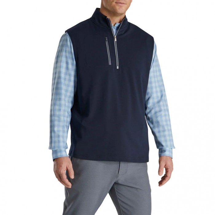 Navy Men's Footjoy Jersey Knit Quarter-Zip Vest | US-13495HU