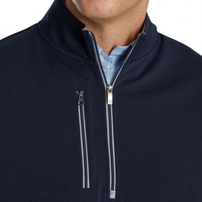 Navy Men's Footjoy Jersey Knit Quarter-Zip Vest | US-13495HU