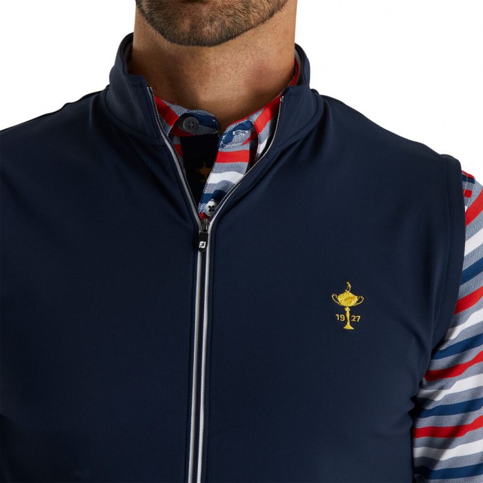 Navy Men's Footjoy Ryder Cup Trophy Full-Zip Vest | US-28456RH