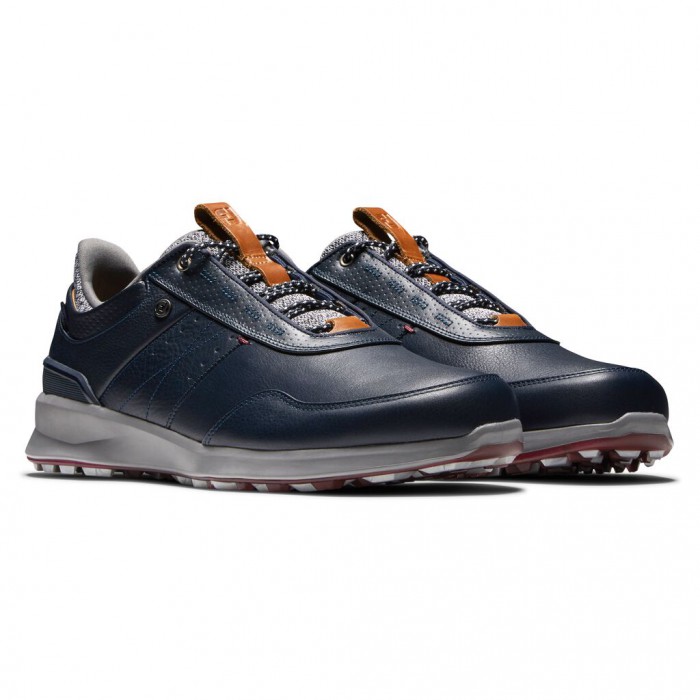 Navy Men's Footjoy Stratos Spikeless Golf Shoes | US-21579YT