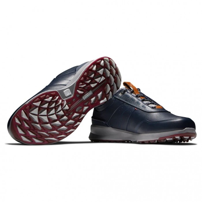 Navy Men's Footjoy Stratos Spikeless Golf Shoes | US-21579YT