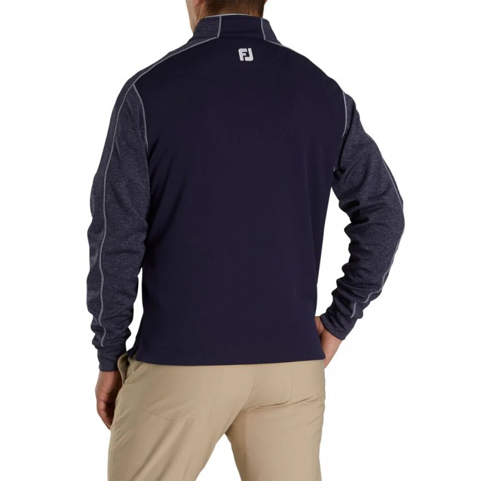 Navy Men's Footjoy Tonal Heather Mid-Layer Jacket | US-27641NR