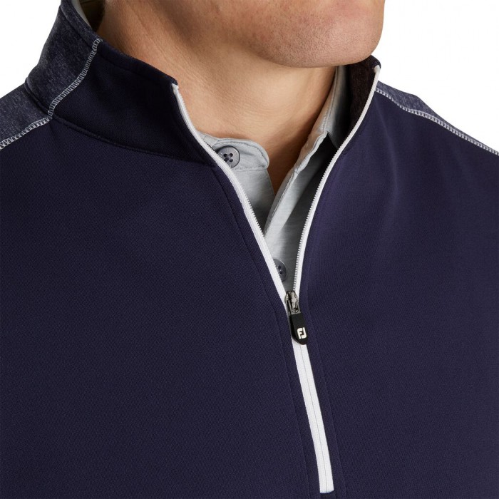 Navy Men's Footjoy Tonal Heather Mid-Layer Jacket | US-27641NR