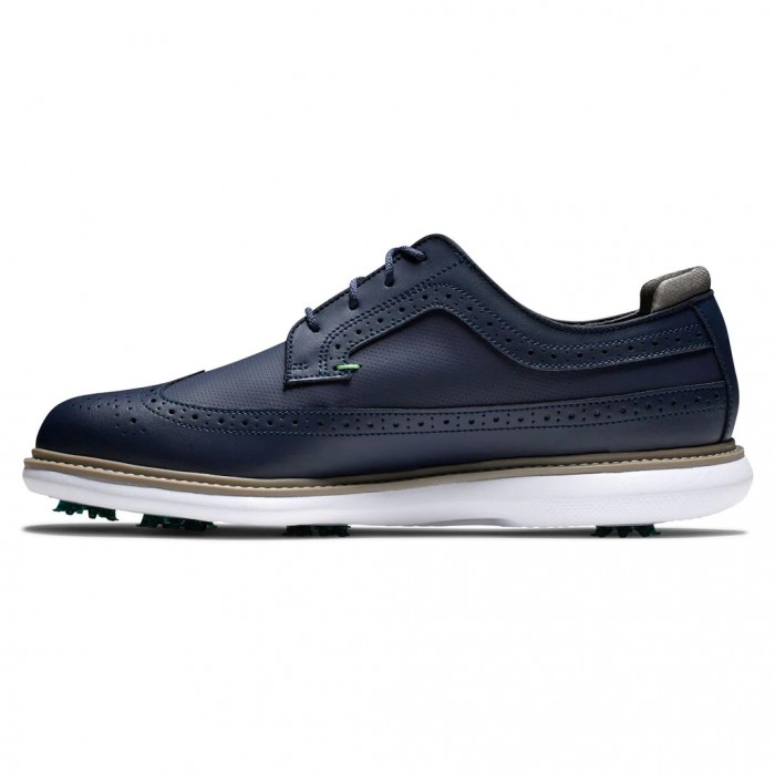 Navy Men's Footjoy Traditions - Shield Tip Spiked Golf Shoes | US-34109IP