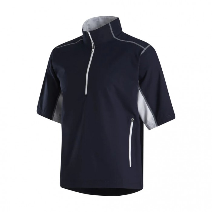 Navy / White Men\'s Footjoy Short Sleeve Sport Windshirt | US-23984RG