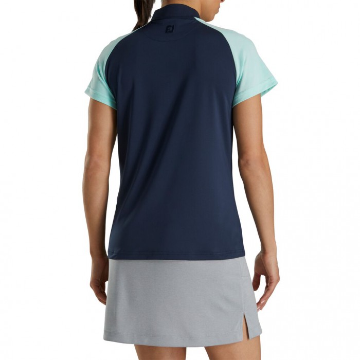 Navy Women's Footjoy Zip Placket Shirts | US-37640PV