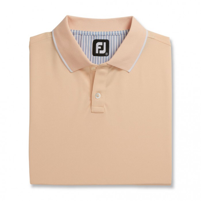 Peach Men\'s Footjoy Limited Edition Pique Solid Knit Collar Shirts | US-72304EA