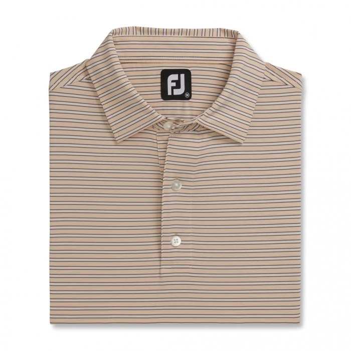 Peach / White / Charcoal Men\'s Footjoy Stretch Lisle Pinstripe Shirts | US-91473GU