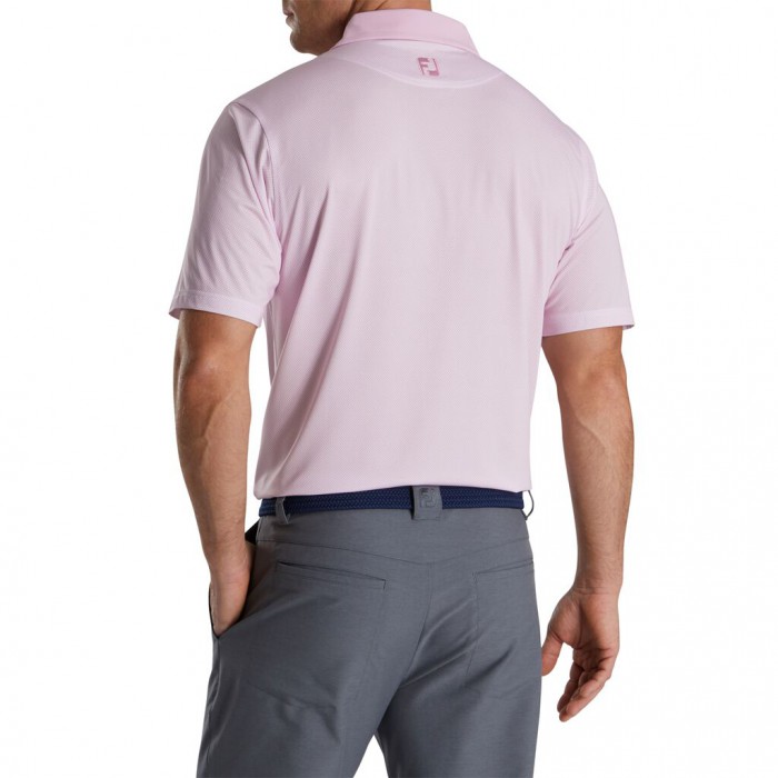 Pink Berry / White Men's Footjoy Stretch Lisle Mini Check Print Shirts | US-12847BS