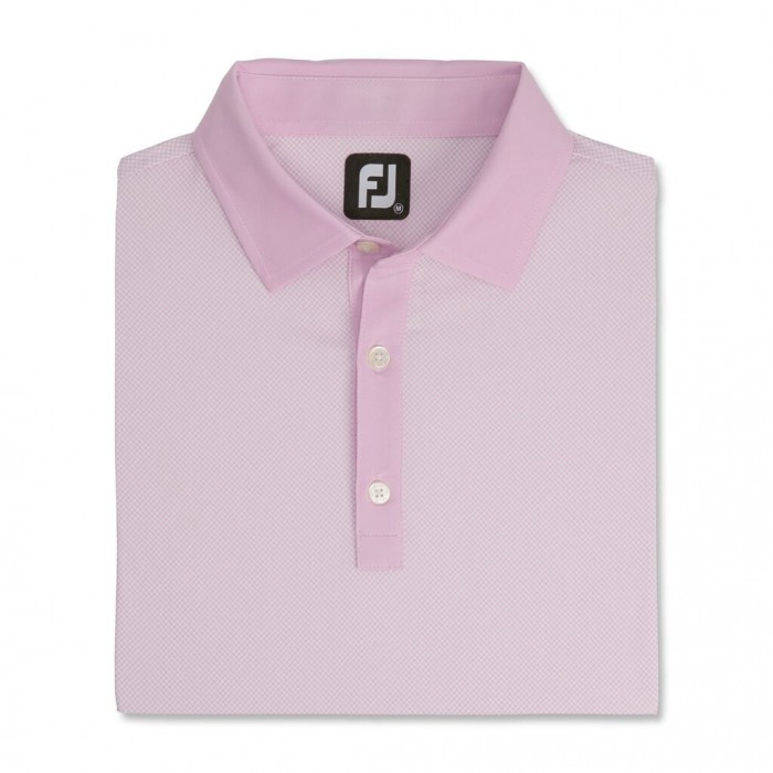 Pink Berry / White Men\'s Footjoy Stretch Lisle Mini Check Print Shirts | US-12847BS