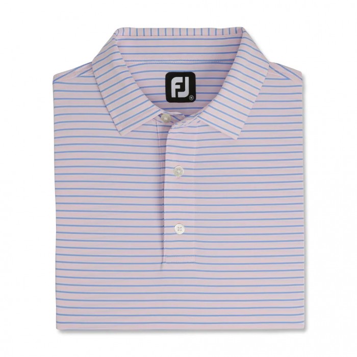 Pink / Blue / White Men\'s Footjoy Stretch Lisle Pinstripe Shirts | US-58726RH