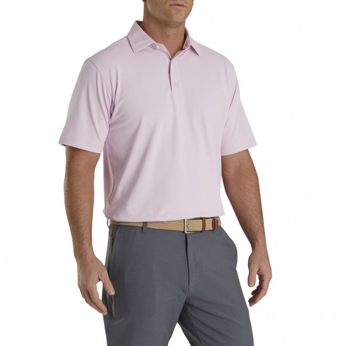 Pink Men's Footjoy Performance Stretch Pique Solid Self Collar Shirts | US-40765KN