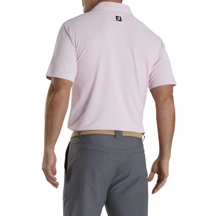 Pink Men's Footjoy Performance Stretch Pique Solid Self Collar Shirts | US-40765KN