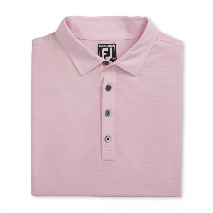 Pink / White Men\'s Footjoy Athletic Fit Lisle End-On-End Self Collar Shirts | US-20395RA