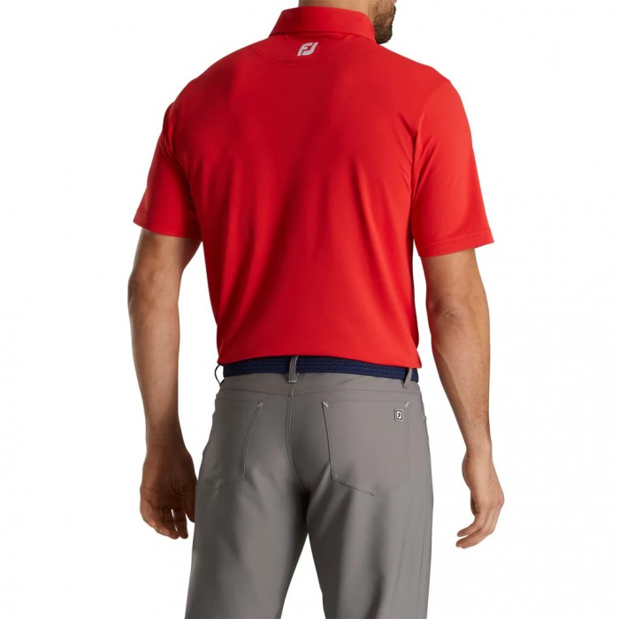 Red Men's Footjoy Performance Stretch Pique Solid Self Collar Shirts | US-71253PZ
