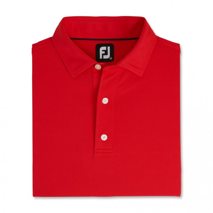 Red Men\'s Footjoy Performance Stretch Pique Solid Self Collar Shirts | US-71253PZ