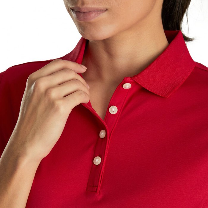 Red Women's Footjoy ProDry Interlock Knit Collar Shirts | US-50612YZ