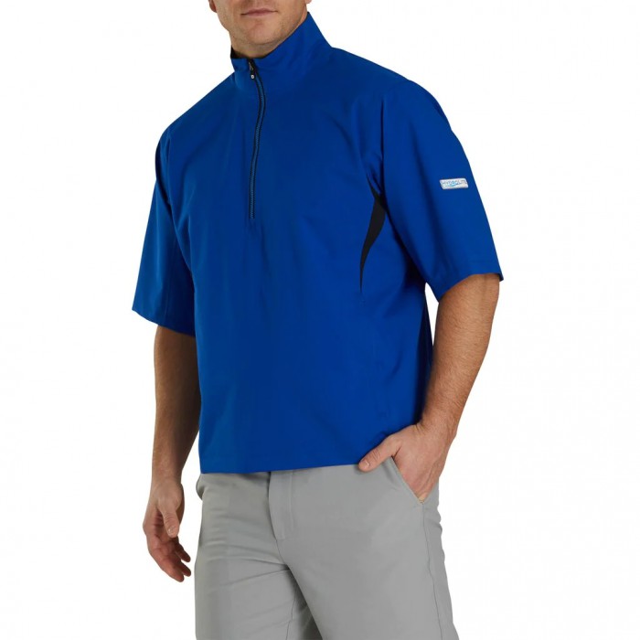 Royal / Black Men's Footjoy HydroLite Short Sleeve Shirts | US-04376AS