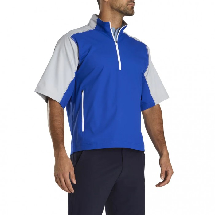 Royal / Silver Men's Footjoy Short Sleeve Sport Windshirt | US-58731WV