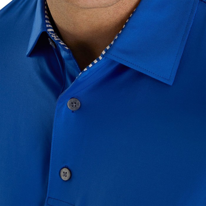 Royal / White Men's Footjoy Solid Lisle Self Collar Shirts | US-79326TJ