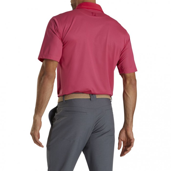 Ruby / Pink Men's Footjoy Stretch Lisle Mini Check Print Shirts | US-69480BP