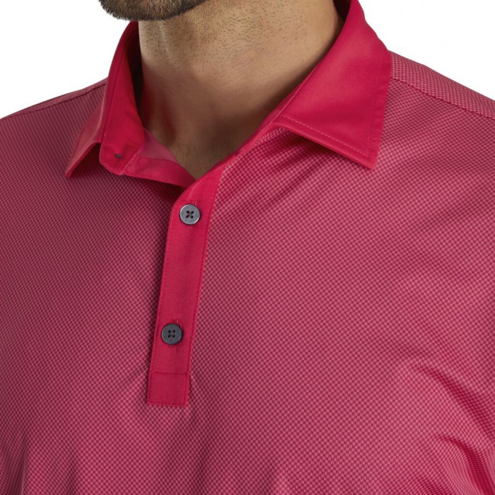 Ruby / Pink Men's Footjoy Stretch Lisle Mini Check Print Shirts | US-69480BP