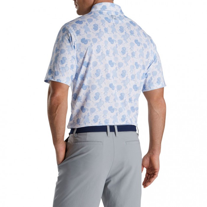 Sky Men's Footjoy Vintage Floral Print Lisle Self Collar Shirts | US-60397DL