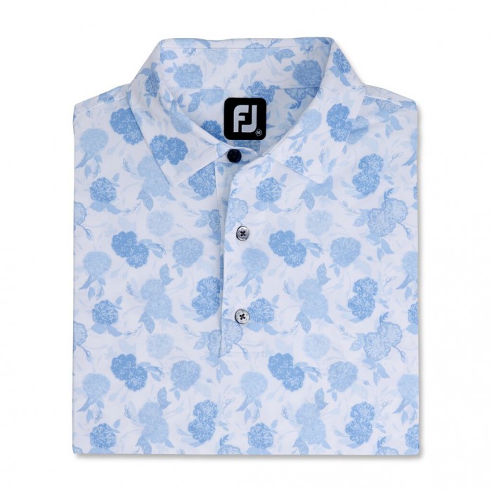 Sky Men\'s Footjoy Vintage Floral Print Lisle Self Collar Shirts | US-60397DL