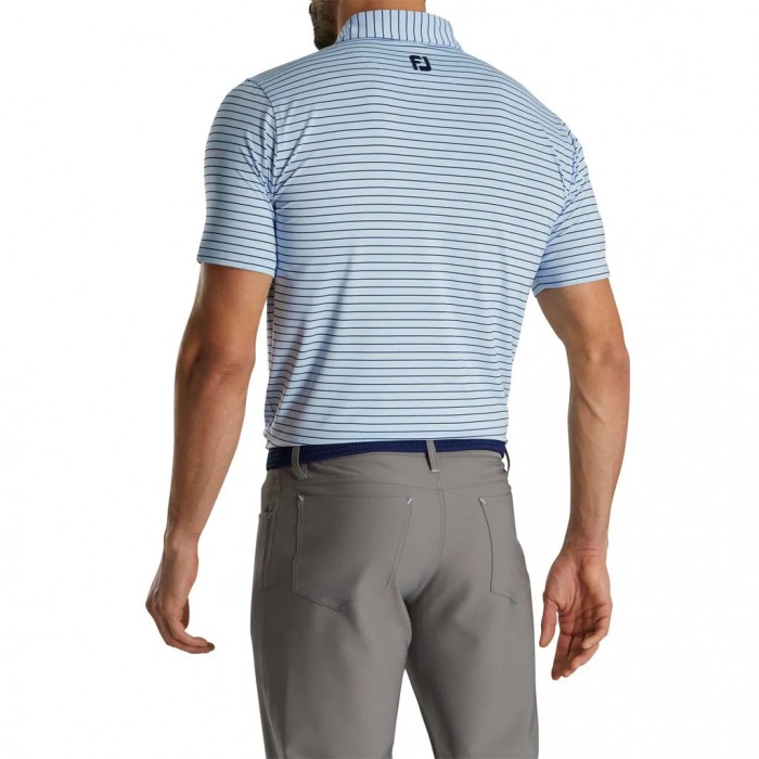 Sky / Navy Men's Footjoy Athletic Fit Classic Stripe Self Collar Shirts | US-31604BZ