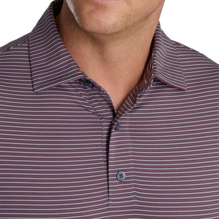 Smoke / Merlot / Grey Men's Footjoy Pin Stripe Lisle Self Collar Shirts | US-90863ZU