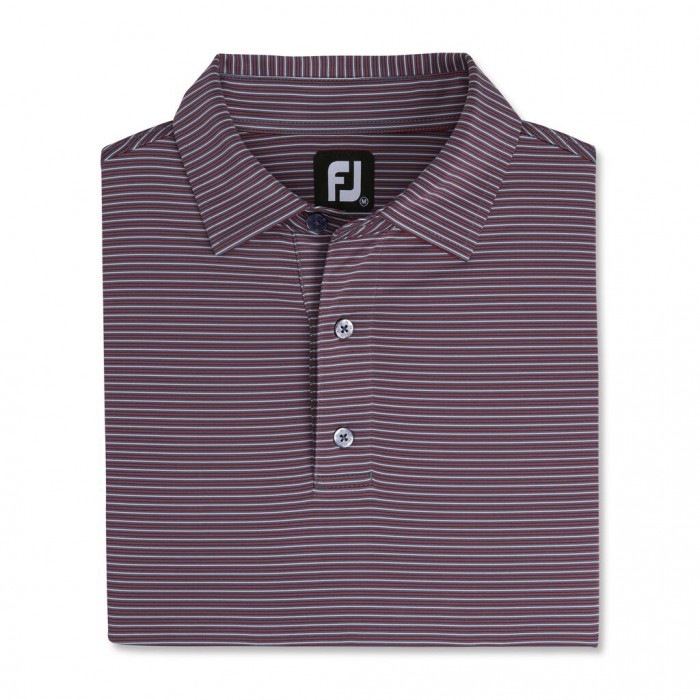 Smoke / Merlot / Grey Men\'s Footjoy Pin Stripe Lisle Self Collar Shirts | US-90863ZU