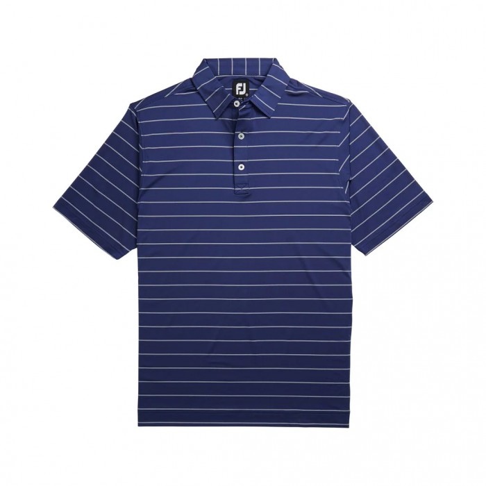 Twilight Men's Footjoy Lisle Double Pin Stripe Self Collar Shirts | US-86451TX