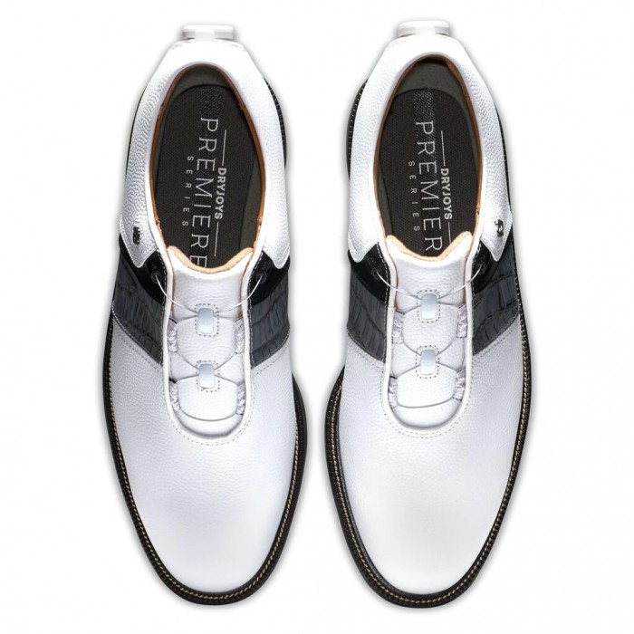 White / Grey Men's Footjoy Premiere Series - Packard BOA Spikeless Golf Shoes | US-39014BA