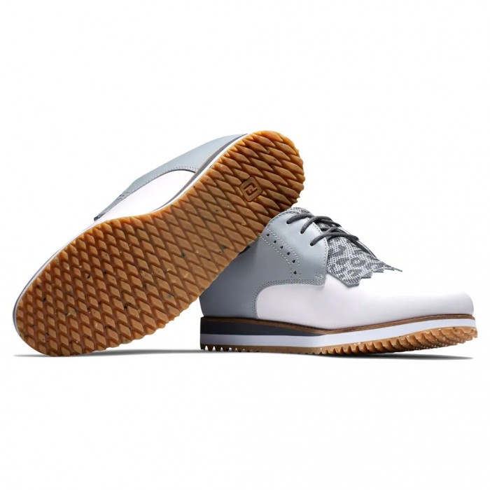 White / Light Grey Women's Footjoy Sport Retro - Kiltie Spikeless Golf Shoes | US-91083UD