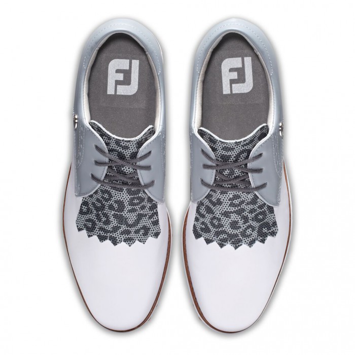 White / Light Grey Women's Footjoy Sport Retro - Kiltie Spikeless Golf Shoes | US-91083UD