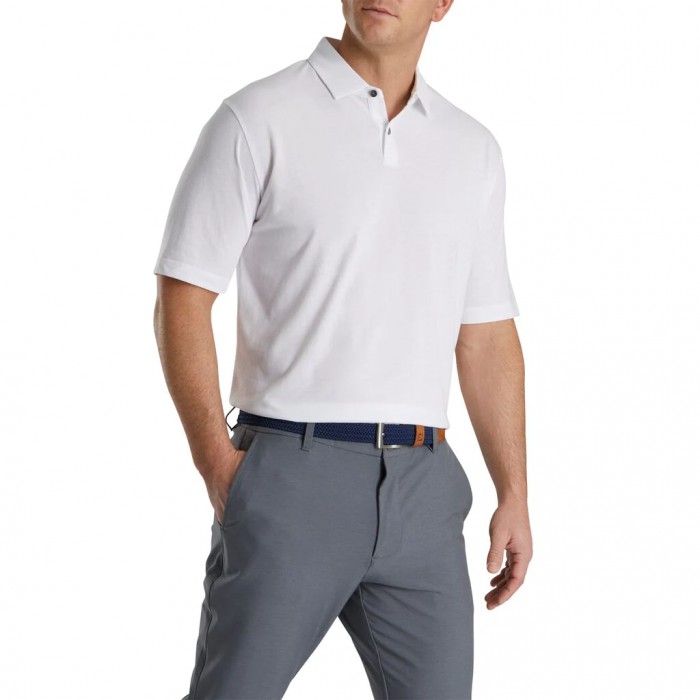 White Men's Footjoy Heather Jersey Shirts | US-43796OF