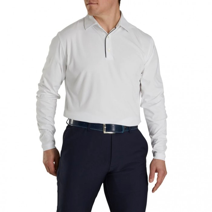 White Men's Footjoy Long Sleeve Sun Protection Shirt Shirts | US-16234MJ