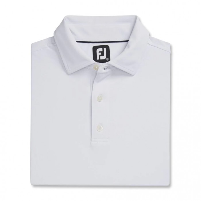 White Men\'s Footjoy Performance Stretch Pique Solid Self Collar Shirts | US-62189CX