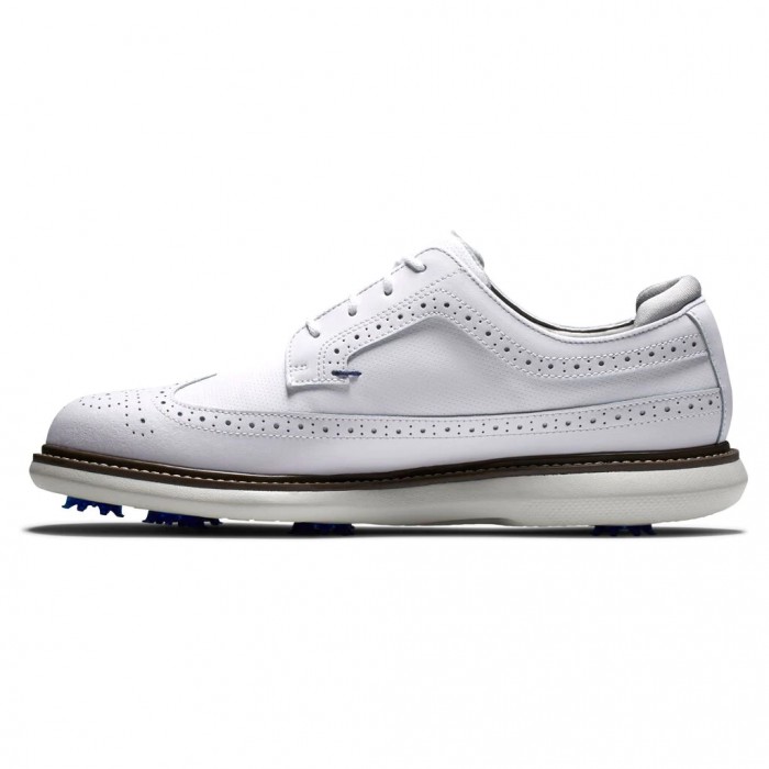 White Men's Footjoy Traditions - Shield Tip Spiked Golf Shoes | US-65871FE