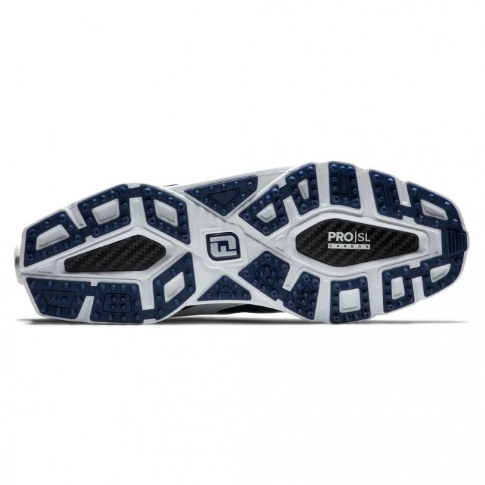 White / Navy Men's Footjoy Pro|SL Carbon BOA Spikeless Golf Shoes | US-06598OX