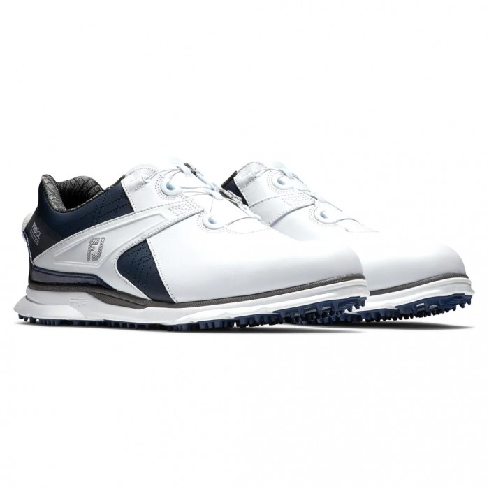 White / Navy Men's Footjoy Pro|SL Carbon BOA Spikeless Golf Shoes | US-06598OX