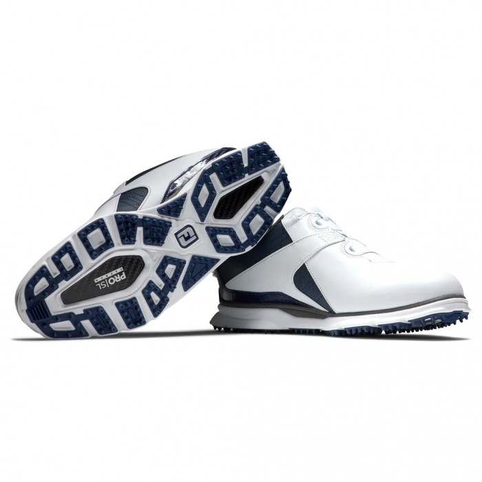 White / Navy Men's Footjoy Pro|SL Carbon BOA Spikeless Golf Shoes | US-06598OX