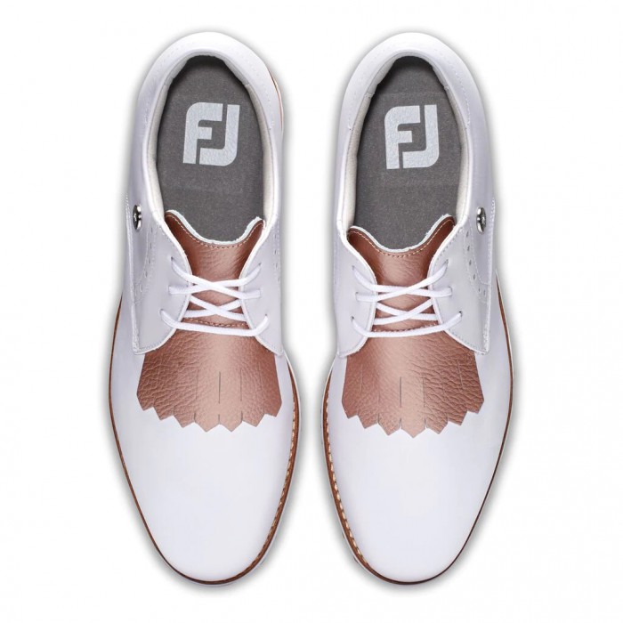 White / Rose Women's Footjoy Sport Retro - Kiltie Spikeless Golf Shoes | US-04983OB