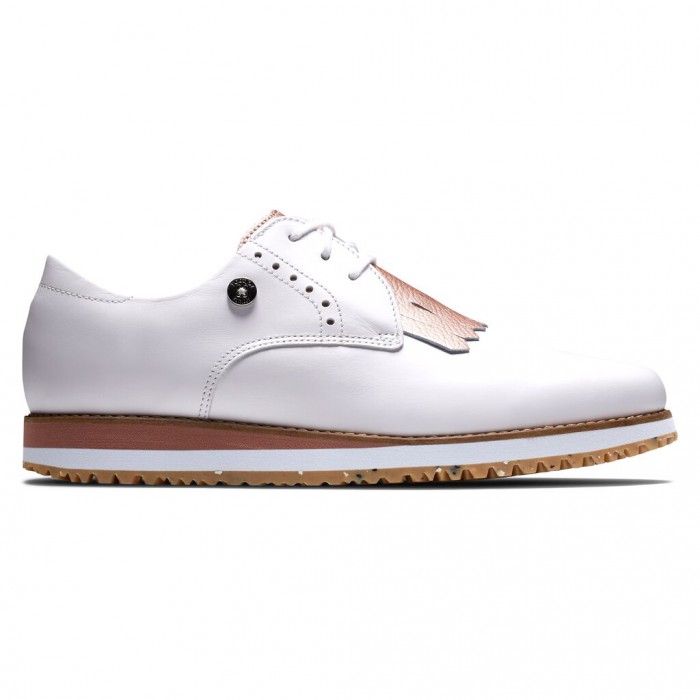White / Rose Women\'s Footjoy Sport Retro - Kiltie Spikeless Golf Shoes | US-04983OB