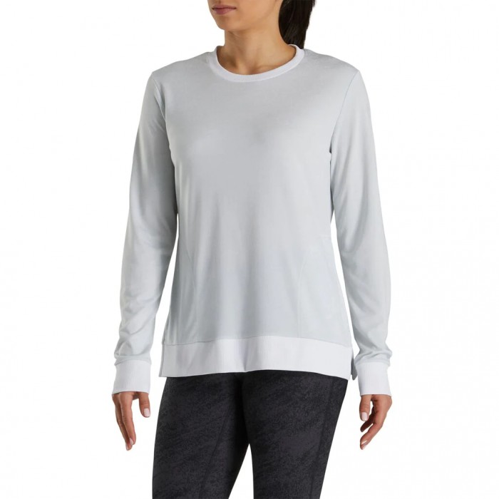 White Women's Footjoy Crew Neck Sweatshirt Shirts | US-03927CN