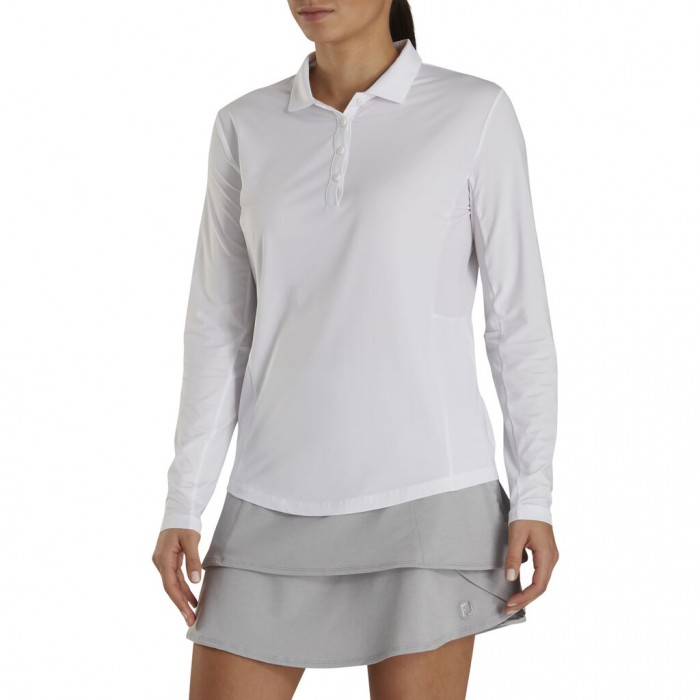 White Women's Footjoy Long Sleeve Sun Protection Shirts | US-68542HG