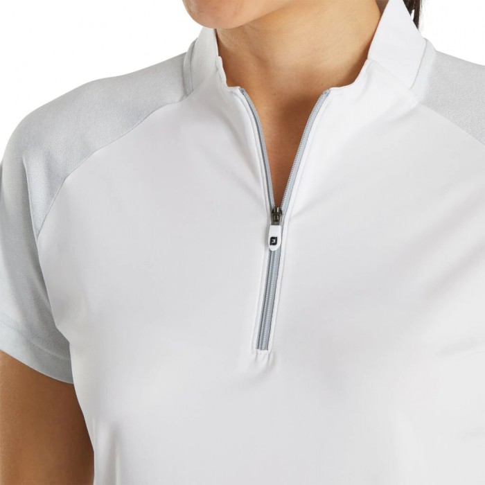 White Women's Footjoy Zip Placket Shirts | US-39807PV